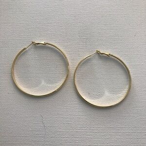 Gold Tone Shiny IBBCN Big Simple Hoop Earrings